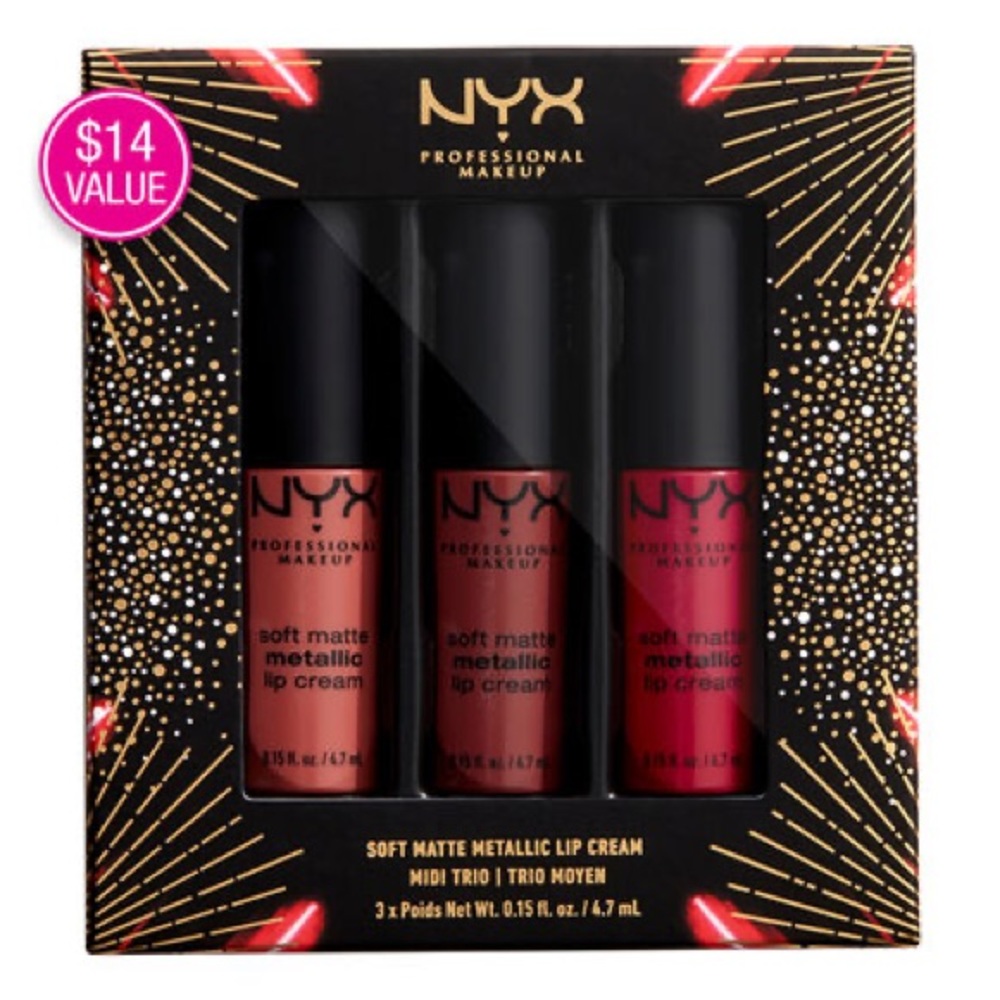 🆕 SET OF 3 nyx soft metallic lip cream